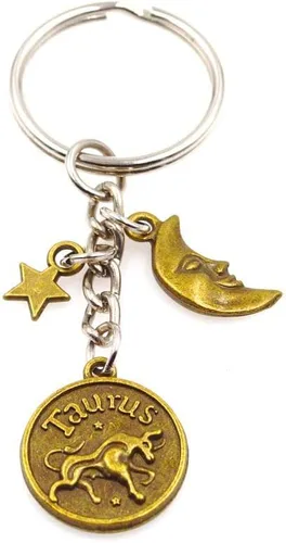 Vista 9 de It's All About...You! Bronze Zodiac Sign Moon & Star Keychain Horoscope Constellations Astrological 12 Signs