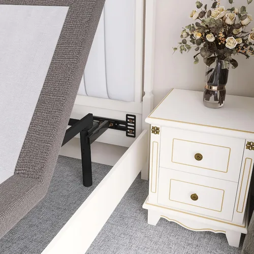 Vista 3 de Soportes de cabecero para marco de cama de metal, soportes ajustables para cabecero con kit de extensión de pie de cama, compatible con Twin, Full