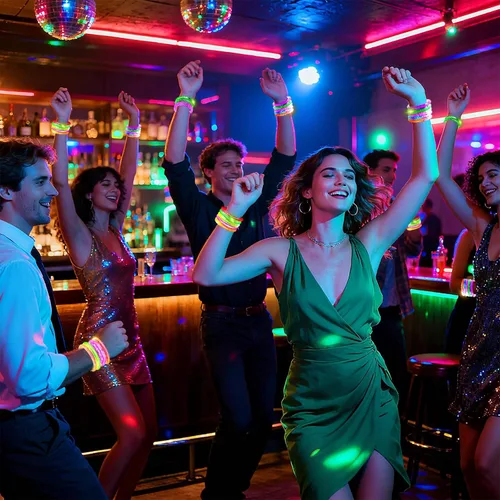 Vista 6 de Paquete de 20 pulseras LED que brillan en la oscuridad, regalos de fiesta para adultos, pulseras LED iluminadas, juguetes de neón, regalos de boda