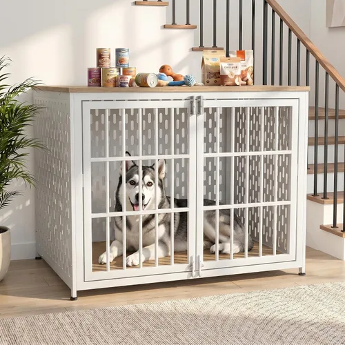 Vista 11 de Muebles de jaula para perros resistentes, jaula decorativa para perros negro (Aged Black)