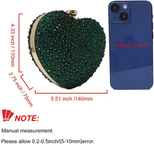 Vista 5 de Lindo corazón forma embrague monedero mini amor corazón Rhinestone boda bolso partido mujeres bolso