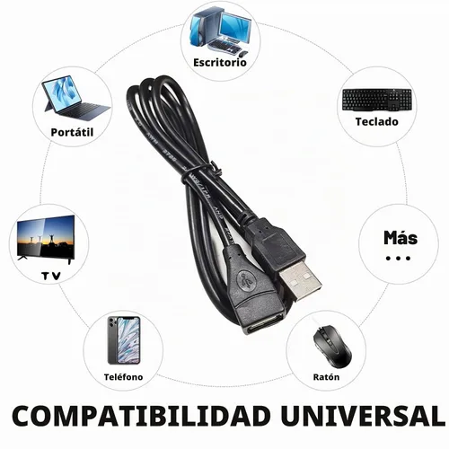 Vista 3 de Cable de extensión USB de 3 pies, paquete de 5 unidades, USB A 2.0 macho a hembra, para impresora, mouse, teclado, velocidad de transferencia de 480