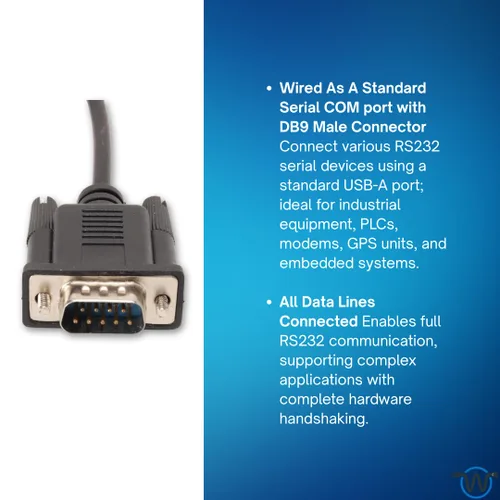 Vista 4 de Wirenest Adaptador USB a serie DB9M FTDI - Apretón de manos de hardware completo