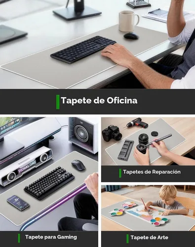 Vista 8 de ALOANES Alfombrilla de mouse extendida antideslizante para oficina y hogar Beige