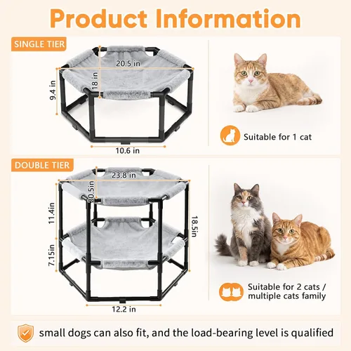 Vista 3 de Hamaca elevada para gatos, litera elevada hexagonal para gatos