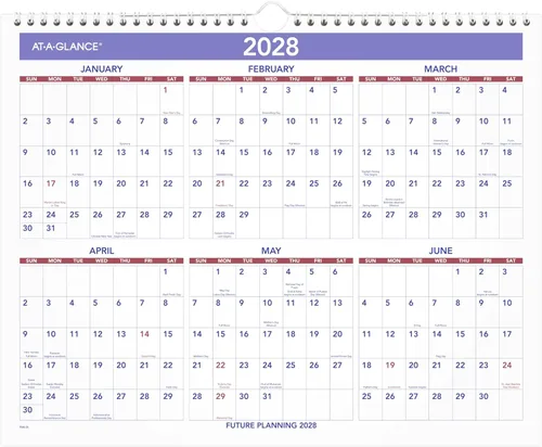 Vista 5 de AT-A-GLANCE Calendario de pared 2027, mensual, planificador de 15 x 12 pulgadas, bloques diarios a rayas (PM82827)