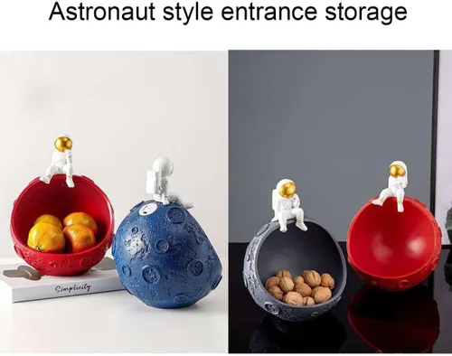 Vista 5 de YCKEGEW Almacenamiento de escritorio vacío para pasillo, billeteras para teléfonos celulares, bandeja de astronauta, adornos decorativos para llaves