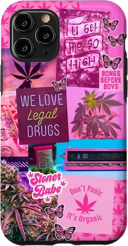 Vista 27 de Funda para iPhone 16, color rosa, para mujer, diseño de collage de malas hierbas