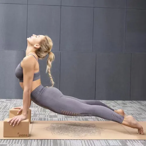 Vista 6 de Bloques de corcho para yoga, paquete de 2 unidades para pilates, bloques antideslizantes y de alta densidad para meditación, fitness y estiramiento