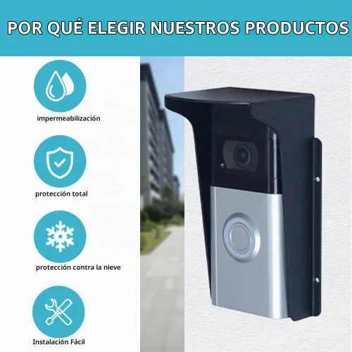 Vista 3 de Cubierta impermeable para timbre de puerta, protección antirreflejos, bloqueo de huellas dactilares, cubierta impermeable de metal negro