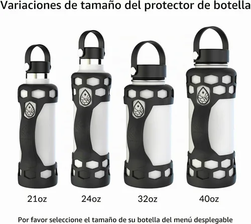 Vista 6 de Protector de funda de silicona para maletero con asa, compatible con Hydro Flask de 40 onzas, 32 onzas, 24 onzas, 21 onzas, parachoques protector