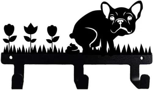 Vista 9 de Gancho de pared con forma de bulldog francés Frenchie Boston Terrier Happy Car Ride para correa, llaves, ropa, toalla