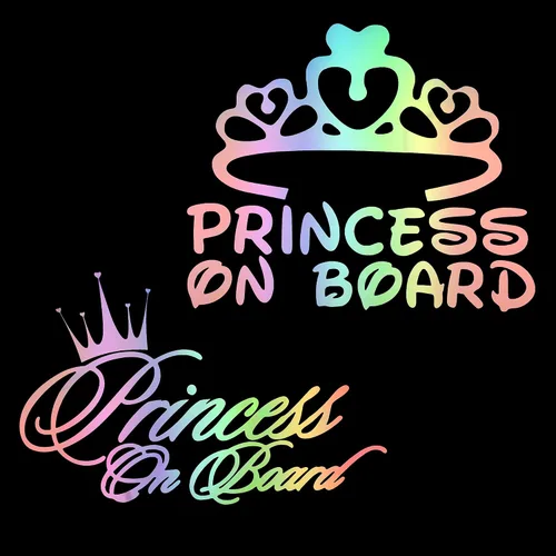 Vista 7 de TOMALL 2 calcomanías de princesa a bordo para ventana de automóvil, impermeables, autoadhesivas, coronas de princesa para decoración de auto