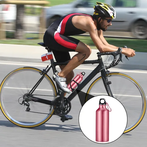 Vista 5 de 16 botellas de agua de aluminio de 17 onzas, botella de agua de aluminio para bicicleta, botellas de agua para mochileros, botellas reutilizables