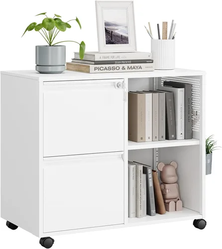 Vista 19 de MIIIKO - Archivador de 3 cajones con cerradura, archivadores verticales de metal negro para oficina en casa, archivadores completamente ensamblados