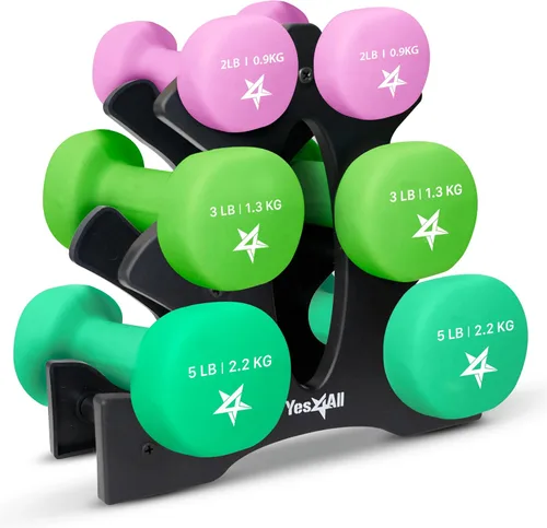 Vista 32 de Yes4All Neoprene Dumbbells, Pairs and Sets with Rack for Home Workouts A. Púrpura