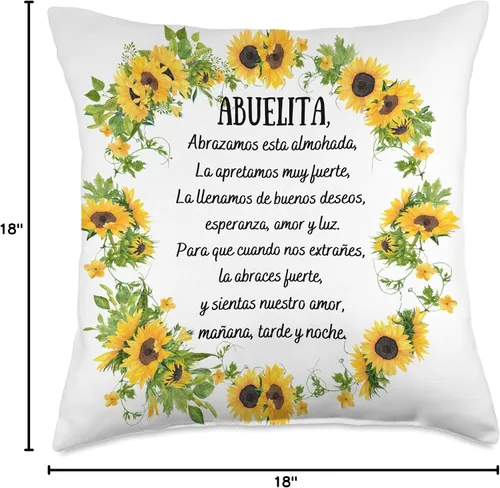 Vista 4 de Regalos para Abuelita Abuela Best Gifts Regalo Almohada Abuela Regalo para Abuelita Flores - Almohada de 18 x 18 pulgadas, multicolor