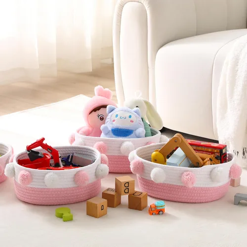 Vista 5 de Cesta de regalo vacía para llenar con bolsa, lazo para tirar, tarjeta de felicitación y cinta para mujeres bebés, cesta de regalo rosa para baby