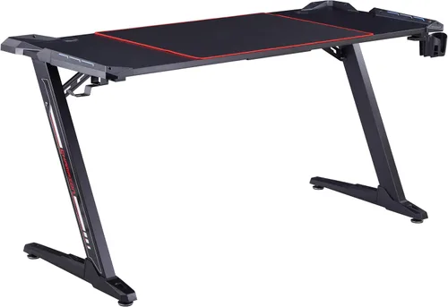 Vista 17 de Homes: Inside + Out Kindira - Escritorio moderno de acero para juegos con puertos USB, alfombrilla de mouse de PC y portavasos giratorio
