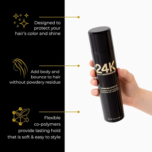 Vista 2 de Sally Hershberger 24K Supreme Stylist Champú seco voluminoso para mujeres y hombres – Spray para el cabello de viaje 3 en 1 – Limpio, suave