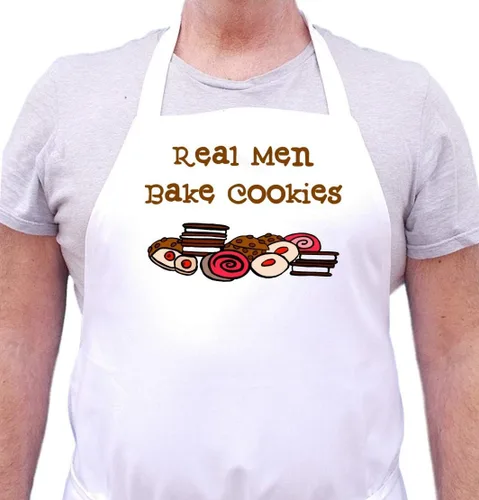 Vista 2 de CoolAprons Delantal blanco divertido para hombres reales que hornean galletas – Regalo de cocina y repostería para papás, esposos, novios o hombres