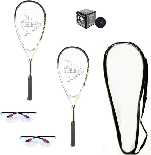 Vista 2 de Dunlop Sports Squash Racquet Set (Includes 2 Racquets, 2 Eyeguards, 1 Ball, Cover)