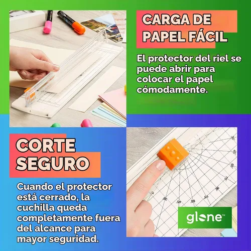 Vista 6 de Glone Recortadora de papel de 12 pulgadas, cortador de papel tamaño A4 con protección automática de seguridad para cupón, papel de manualidades