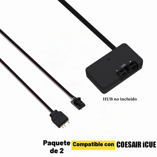 Vista 2 de EZDIY-FAB Cable adaptador para Corsair Lighting Node Pro y para Corsair iCUE Commander PRO (el concentrador no está incluido), iluminación RGB