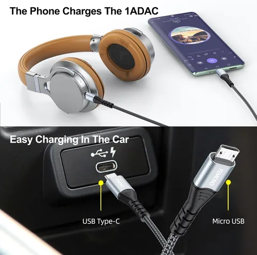 Vista 8 de FEMORO Cable USB C a Micro USB de 3 pies, microUSB a USB tipo C de 480 Mbps de transferencia de datos y cable OTG de carga de 12 W para teléfonos