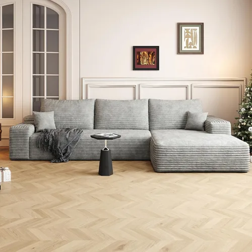 Vista 34 de AUGOP Sofá modular moderno de 96 pulgadas para sala de estar, sofá modular con sofás en forma de L, sofá tapizado sin hueso, sofá seccional con Negro