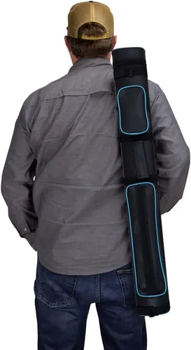 Vista 5 de Action Piping ACP22 2x2 Hard Pool Cue Case Negro con azul (black with Blue Piping)