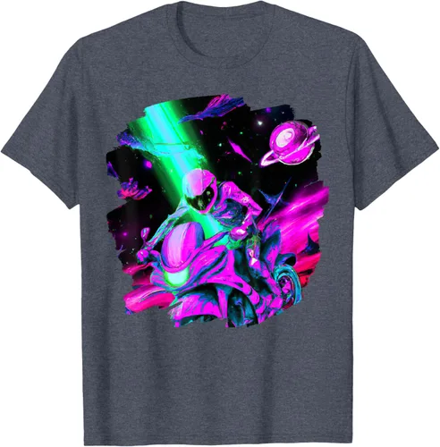 Vista 34 de Camiseta de motociclista espacial para motociclista astronauta, Negro, S
