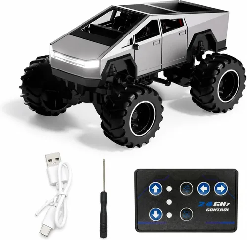 Vista 15 de 1:64 Mini RC Crawler Car, camión de control remoto de aleación con control de aplicación, controlador de 2.4 GHz, 3 modos de velocidad, luces LED