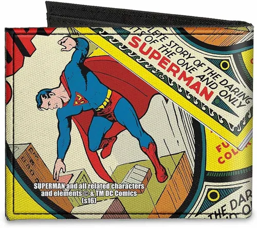 Vista 2 de Billetera plegable de lona con hebilla Classic Superman #1 Flying Cover Pos accesorio