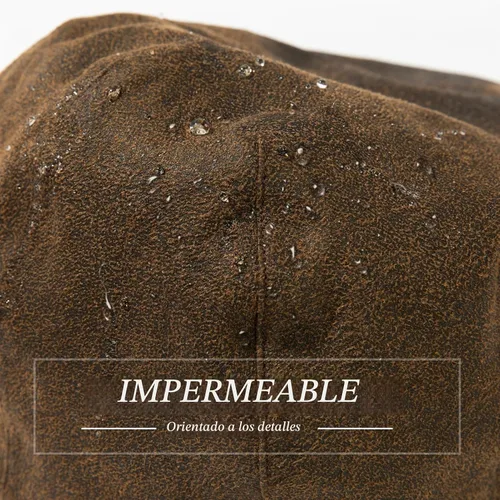 Vista 2 de TOP-EX Gorra plana impermeable UPF 50+ para hombre, talla XL/XXL Café (algodón encerado impermeable)