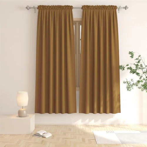 Vista 34 de UPOPO Cortinas beige de 45 pulgadas de largo para oscurecer la habitación, paneles de cortina para ventana, bolsillo para cortinero, cortinas
