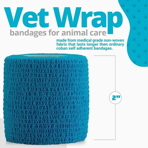 Vista 5 de Vet Wrap - Vendaje de compresión cohesivo autoadherente y cinta de gasa médica para perros, gatos y caballos, varios