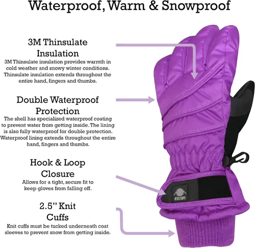 Vista 2 de N'Ice Caps - Guantes de invierno cálidos impermeables para niños con tecnología Thinsulate