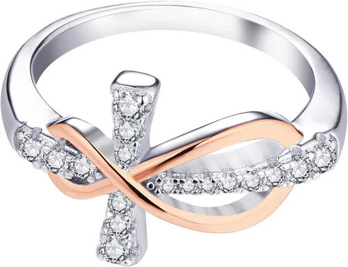 Vista 2 de JO WISDOM Anillo infinito de cruz de plata de ley 925 Circonita plata