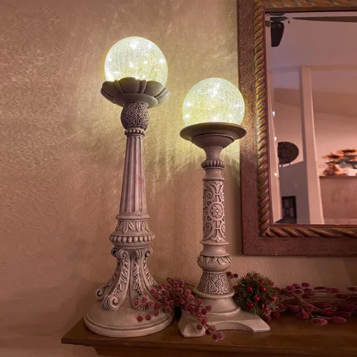 Vista 3 de Lámpara LED de globo agrietado de 6 pulgadas, funciona con pilas, luz de bola de vidrio agrietado de mercurio dorado con interruptor inferior