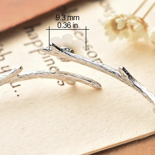 Vista 6 de Jeeless Sakura - Pulsera de apertura ajustable de plata de ley 925