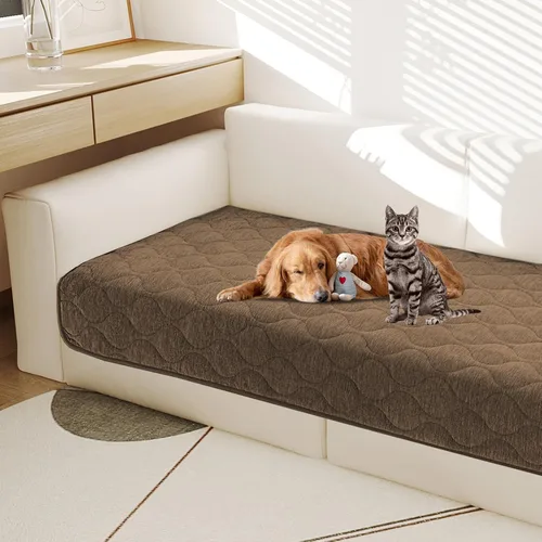 Vista 10 de Gollense Funda antideslizante para sofá para mascotas, funda acolchada de felpilla mullida para perros, lavable, protector suave y apto para Marfil