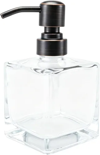 Vista 9 de Amber Glass Soap Dispenser,17oz, Black Pump Refillable, 304 Stainless Steel Pump, Liquid Hand Soap Dispenser, Bathroom Kitchen Sink Vanity