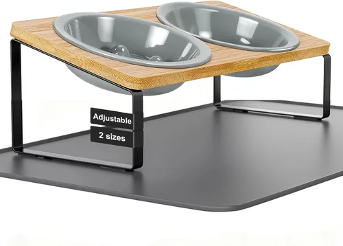 Vista 9 de LEAWALK Tazón de comida para gatos con altura ajustable mejorada Soporte de tazón de comida para perros de cerámica y tazón de alimentación lenta