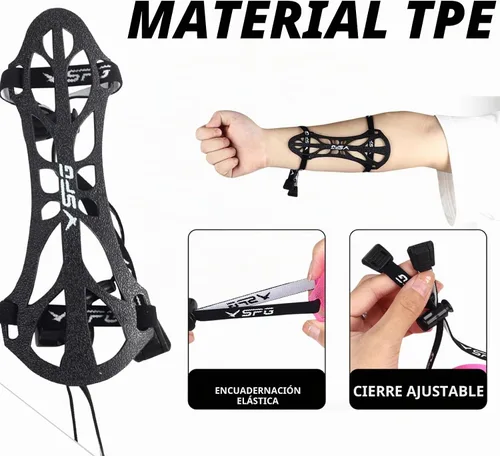 Vista 7 de SPG Protector de brazo de tiro con arco, ajustable, profesional, protector de antebrazo, para adultos, jóvenes, hombres, mujeres, competición, tiro