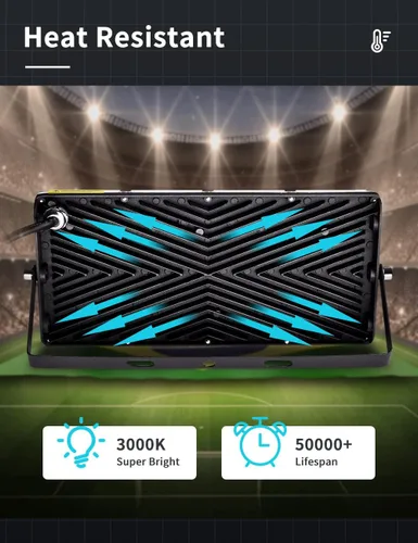 Vista 4 de papasbox Luz de inundación LED de 100 W para exteriores, luces de seguridad para exteriores de 8000 lúmenes, luces LED blancas cálidas de 3000 K