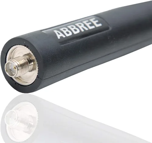 Vista 5 de Abbree SMA - Antena de banda dual hembra VHF/UHF 144/430 MHz antena de látigo suave de alta ganancia para radio bidireccional Baofeng UV-5R UV-82.