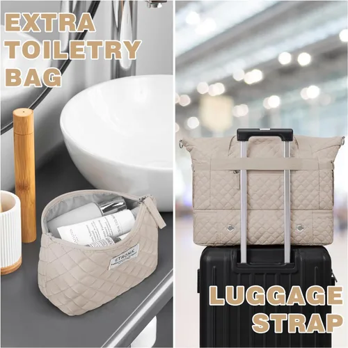 Vista 4 de Bolsos Weekender para mujer, Caqui, Bolsa de viaje