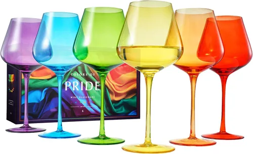 Vista 14 de Colors of Love - Juego de 6 copas de vino de cristal rosa y rojo de San Valentín, estilo italiano, elegante estilo italiano, cristalería de 24