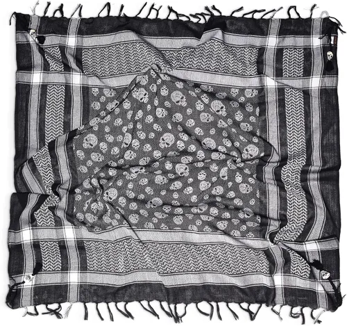 Vista 17 de LOVARZI Shemagh Cottons Arab Keffiyeh - Bufanda militar táctica para cabeza y cuello